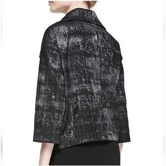 Eileen Fisher Grandeur Jacquard Snap Front Jacket Large Lagenlook Minimalist - Picture 3 of 9